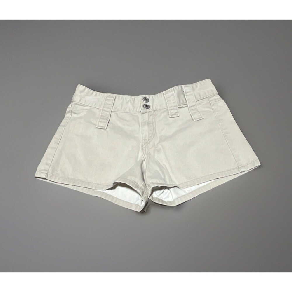 Y2K Levi's Beige Mini Chino Shorts 100% Cotton Size 5 JR Pockets Belted Classic